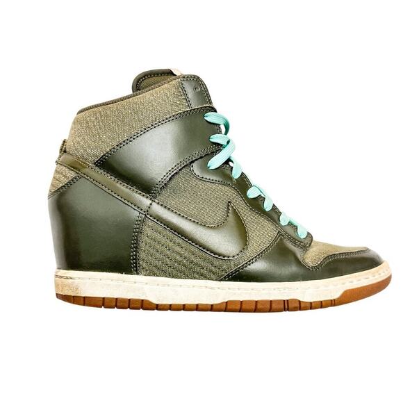 Nike Dunk Sky High Wedge Green Sneaker Tiffany Blue Laces Size 10 - Picture 2 of 7